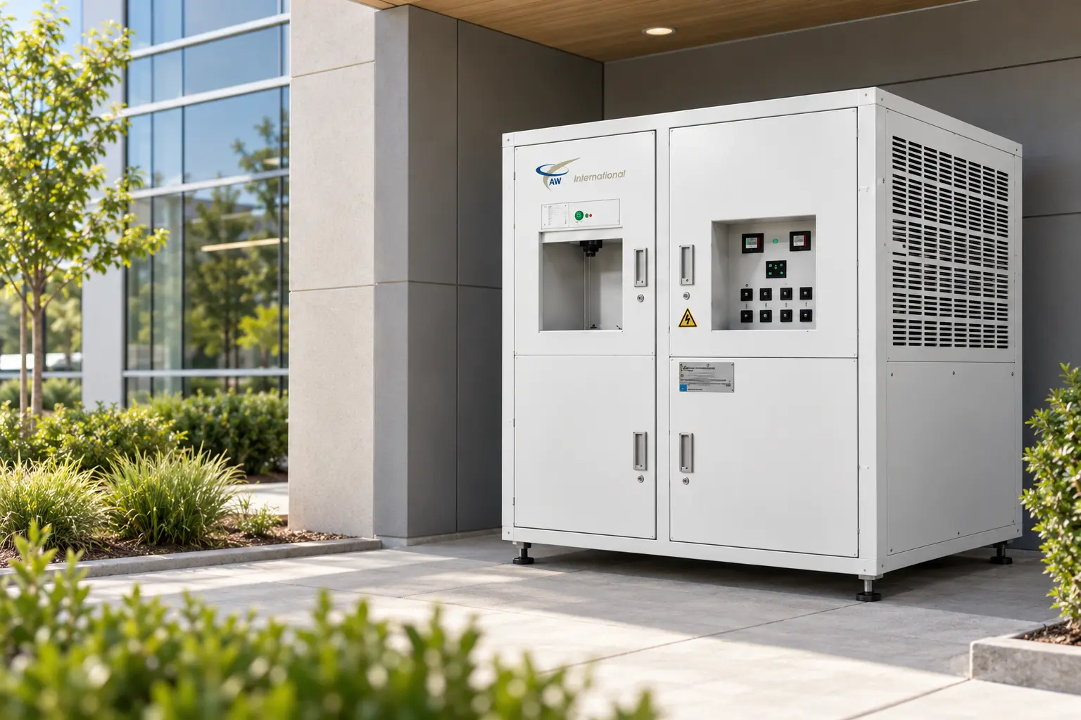 High-volume system installed in a ventilated commercial plant area.